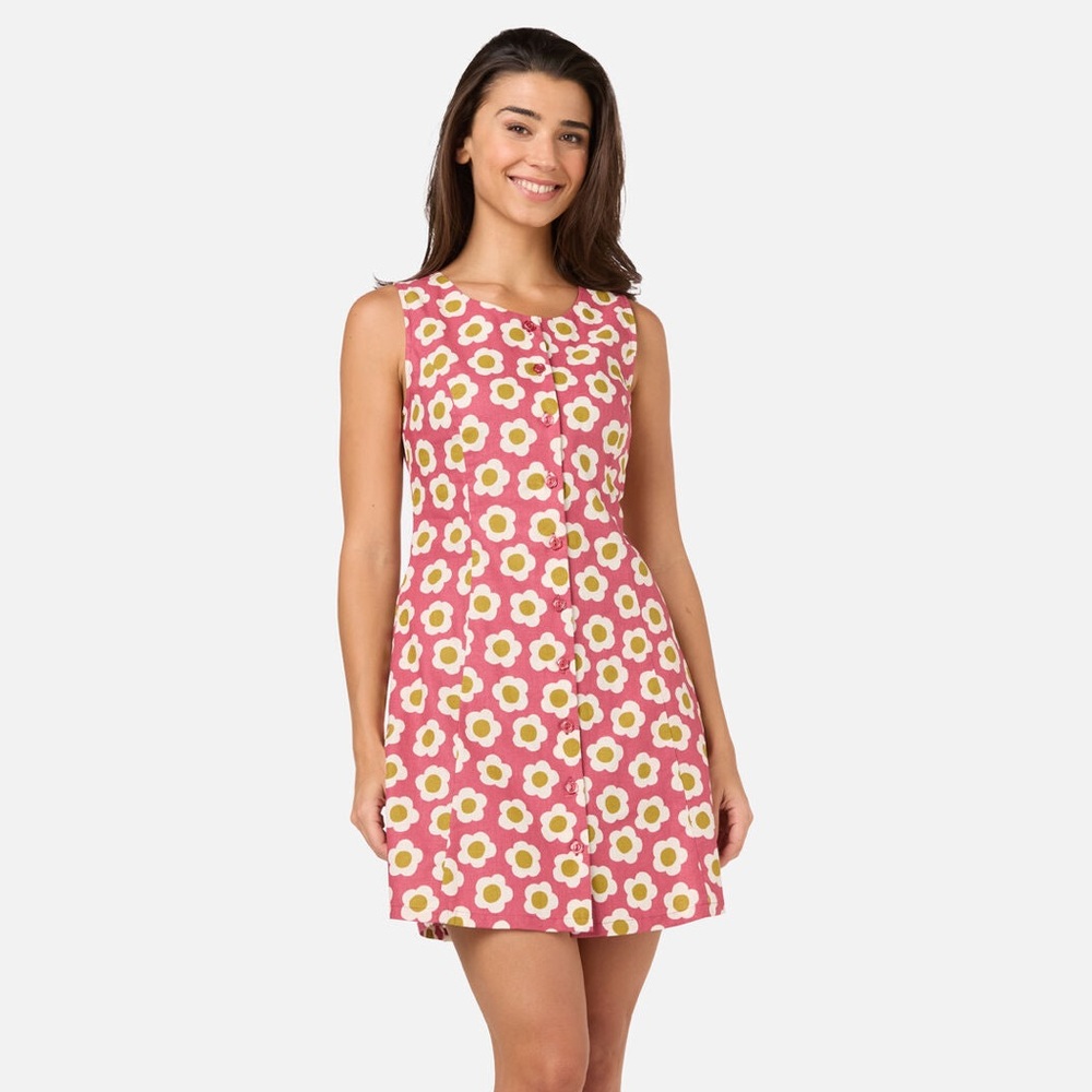 NWT Princess Highway Pink Daisy Print Retro 60s Shift Dress | Size 12